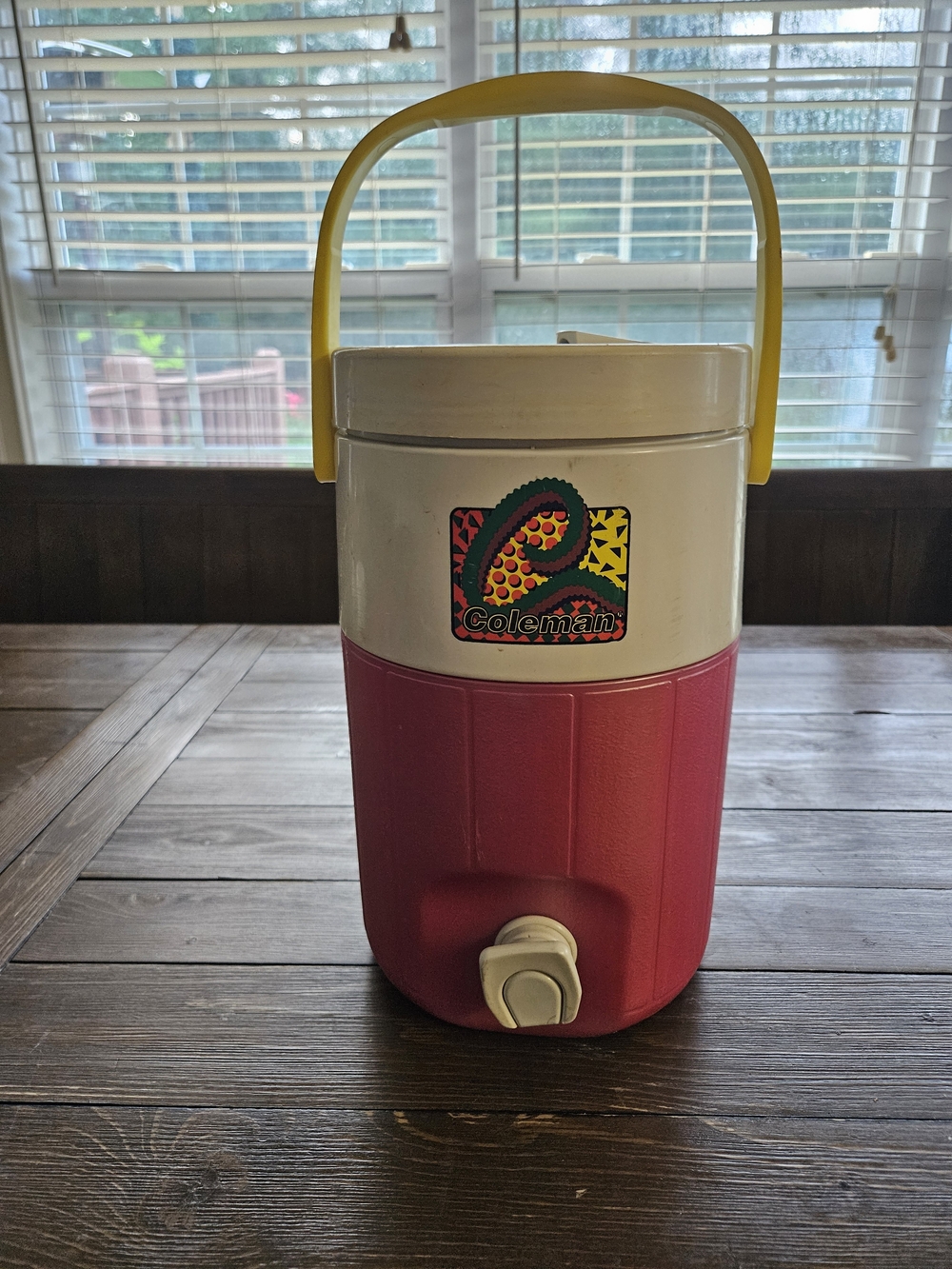 Vintage Coleman PolyLite 1 Gallon Water Jug Cooler Red Yellow 5591 USA 90s